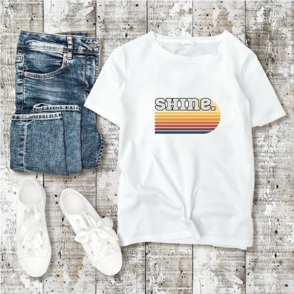 Retro Shine Minimal Aesthetic Everyday Graphic Unisex T-Shirt - Picture 1 of 4